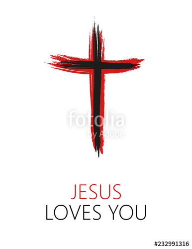 386x500 Hand Drawn Black Grunge Cross Icon With Text Jesus Loves You