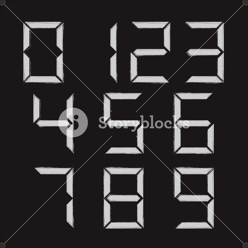 Digital Numbers With Grunge Edges, Vector Illustration Royalty 1000x1000 Digital Numbers With Grunge Edges, Vector Illustration Royalty