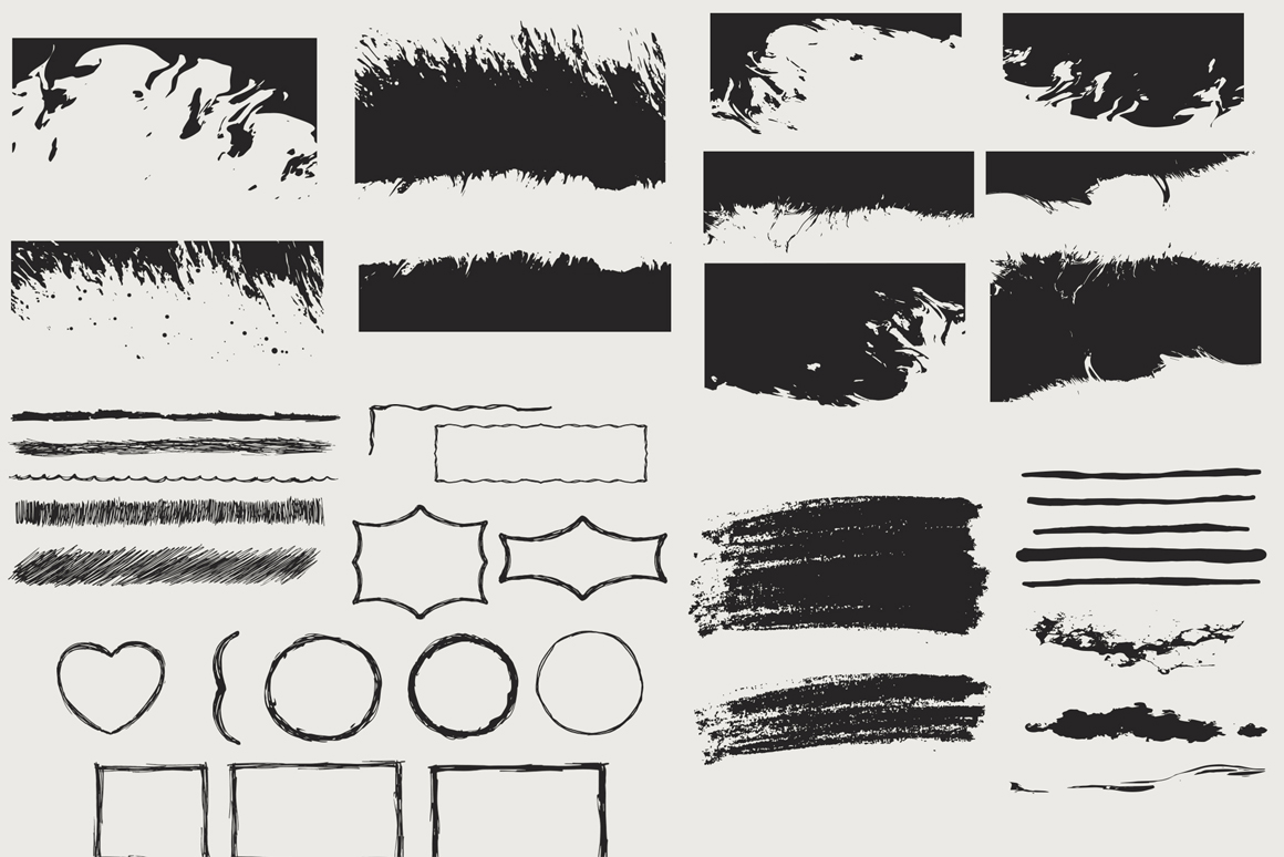 Vector Rough Edges, Grunge Elements Set 1160x774 Vector Rough Edges, Grunge Elements Set