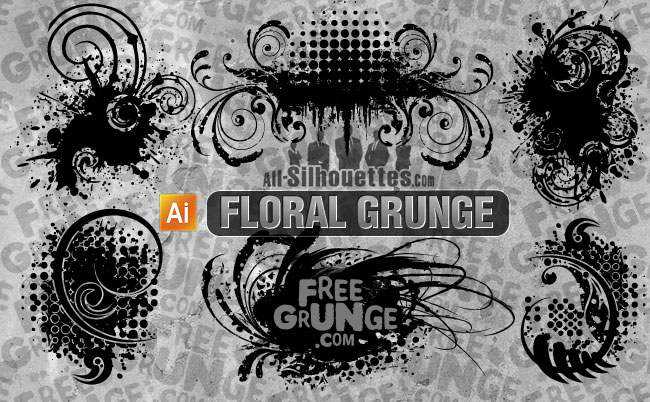 Grunge Floral Vector