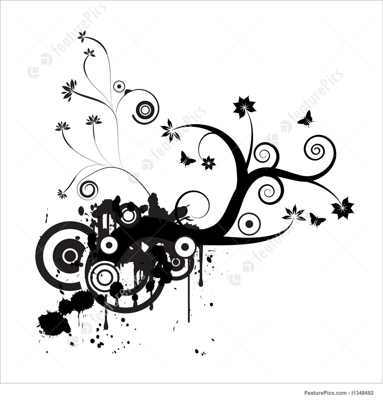 Grunge Vector Floral Design Stock Illustration 1300x1360 Grunge Vector Floral Design Stock Illustration