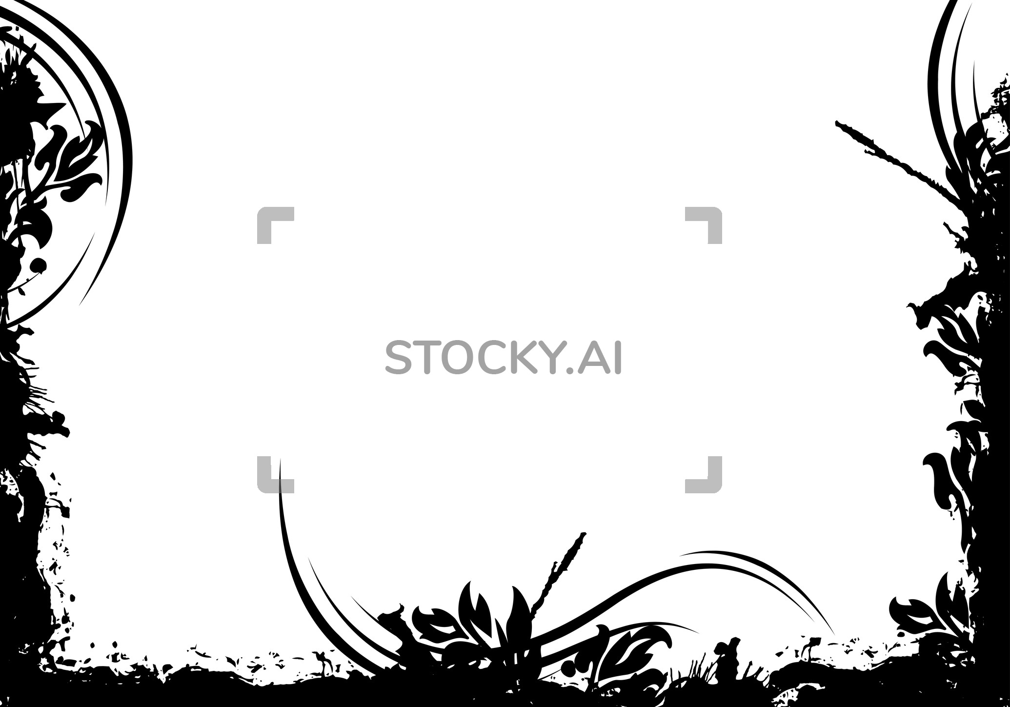 Image Of Abstract Grunge Floral Decorative Black Frame Vector 2070x1449 Image Of Abstract Grunge Floral Decorative Black Frame Vector