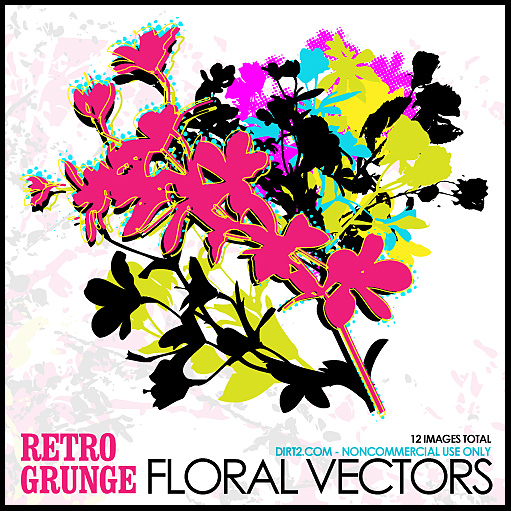 Retro Grunge Floral Vectors 511x511 Retro Grunge Floral Vectors