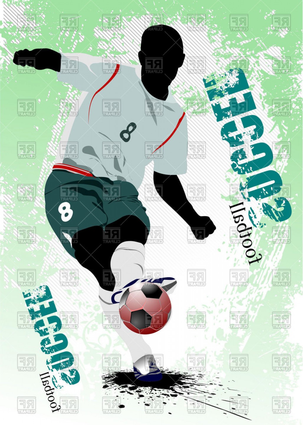 1027x1440 Poster With Soccer Football Player On Grunge Cyan Background