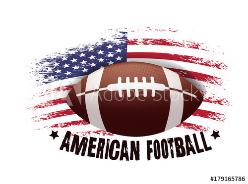 500x372 American Football Vector Illustration With Ball And American Flag