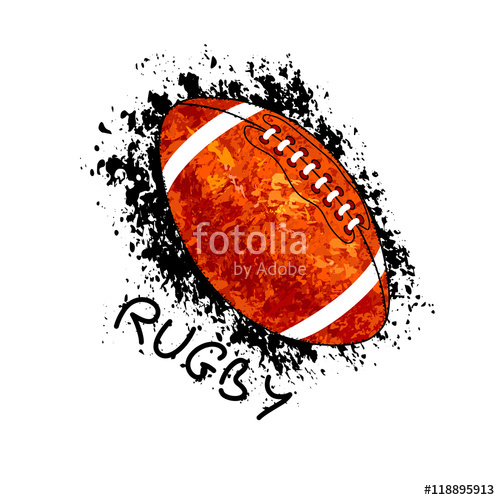 500x500 Vector Grunge American Football, Rugby, Watercolor Effect Stock