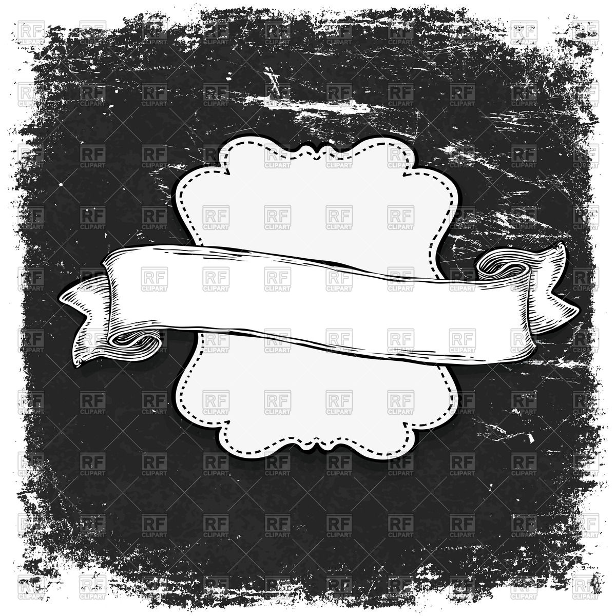 1200x1200 Vintage Grunge Frame With Ribbon On Black Background Vector Image