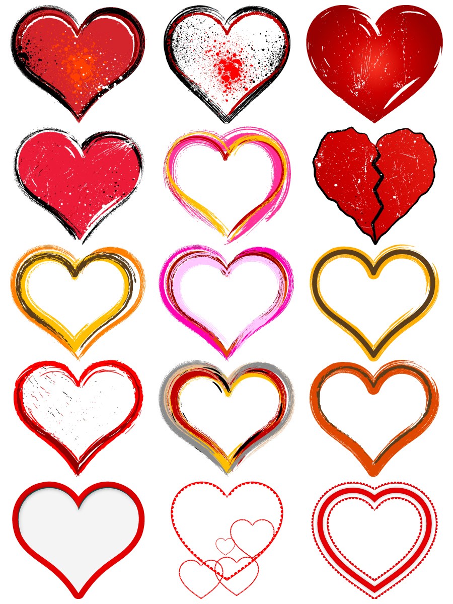 900x1200 Grunge Heart Vector Pack
