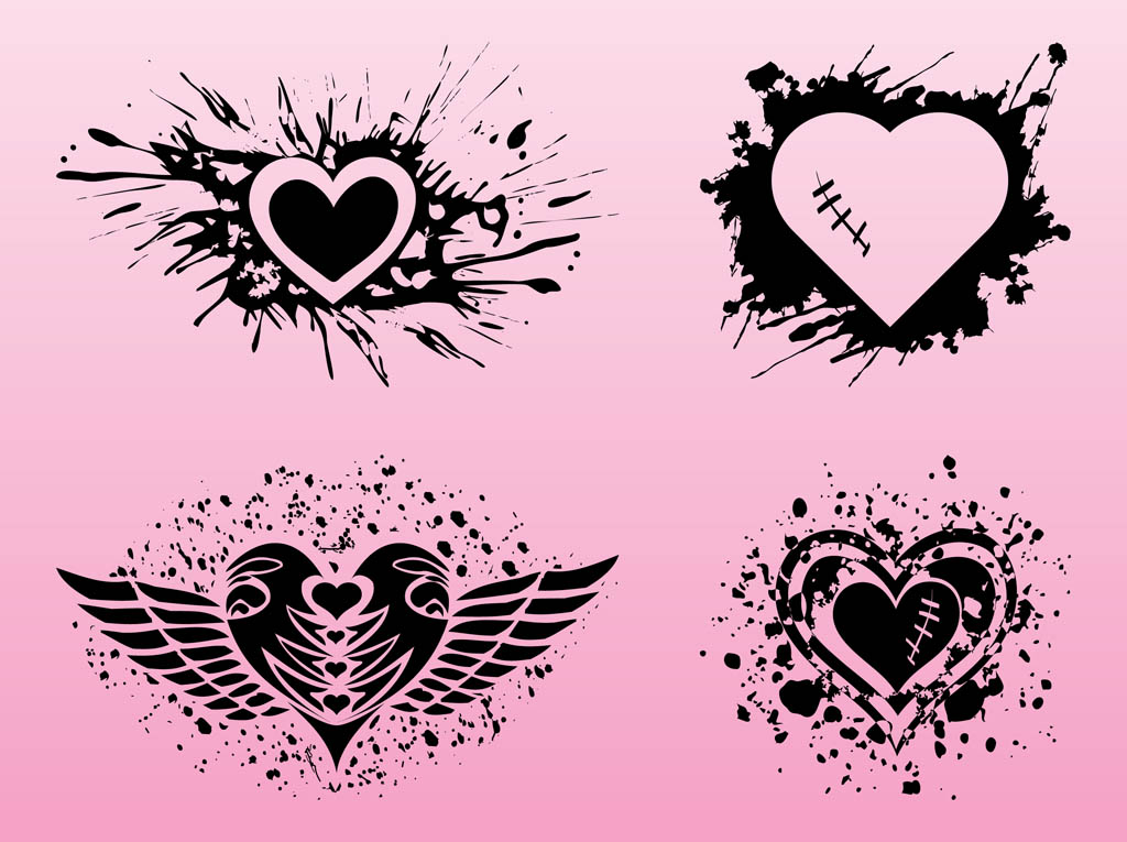 1024x765 Grunge Hearts Designs Vector Art Graphics