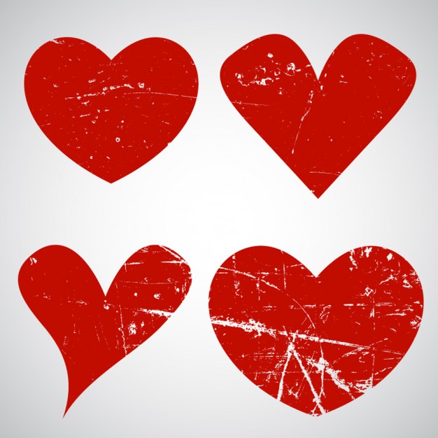 626x626 Grunge Hearts Pack Vector Free Download