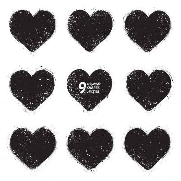 626x626 Grunge Hearts Vector Set Vector Premium Download