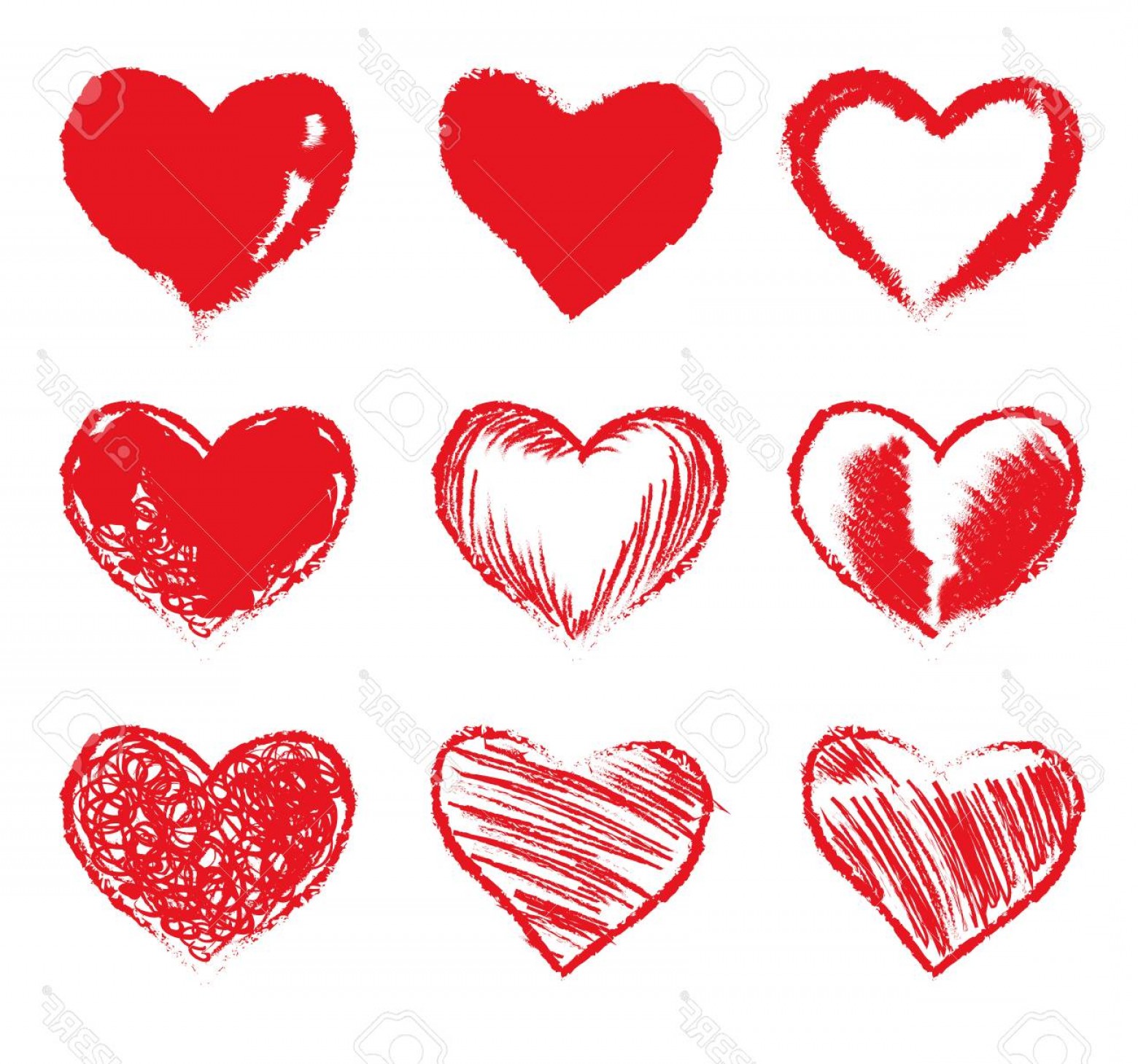 1560x1459 Photostock Vector Set Of Red Grunge Hearts Vector Heart Shapes