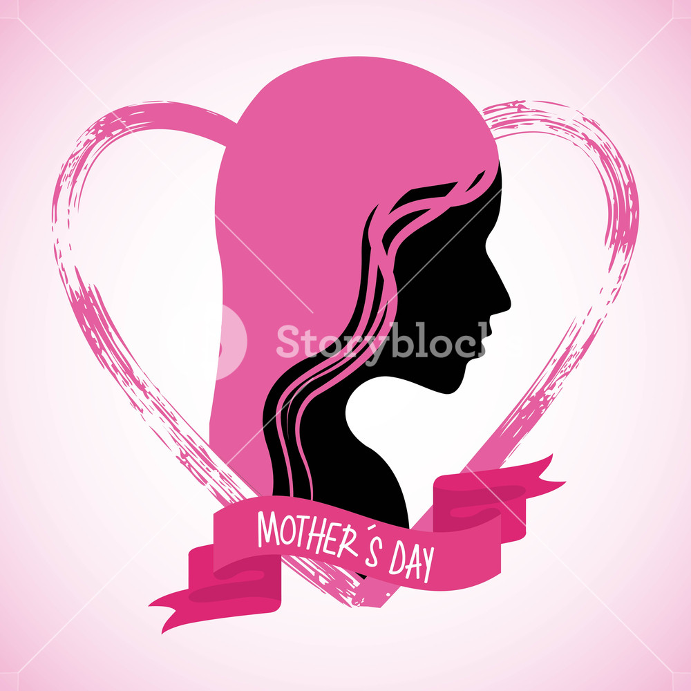 1000x1000 Mothers Day Profile Woman Pink Hair Grunge Heart Vector