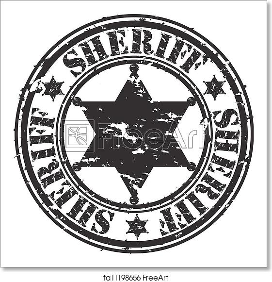 561x581 Free Art Print Of Grunge Sheriff Star, Vector Freeart