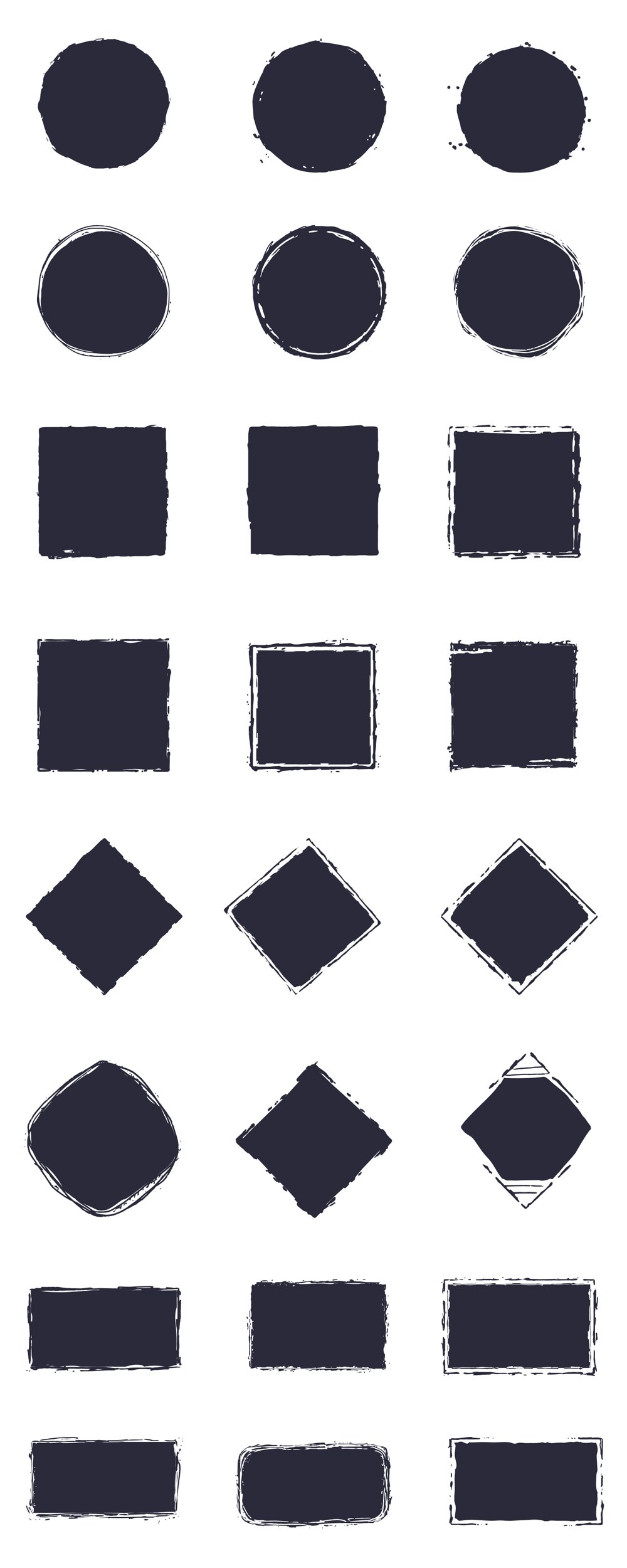 1000x2500 Hand Drawn Vector Grunge Logo Shapes