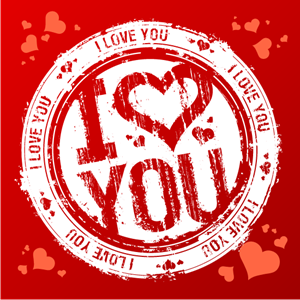300x300 I Love You Grunge Style Valentine Day Stamp Logo Vector