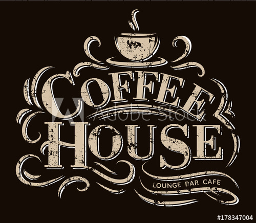 500x436 Coffee House Logo With Grunge Effect Retro Coffee Logo Vector