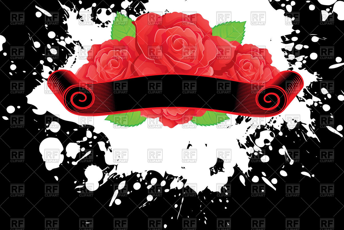 Grunge Black Background With Beautiful Roses And Ribbon Vector 1200x803 Grunge Black Background With Beautiful Roses And Ribbon Vector