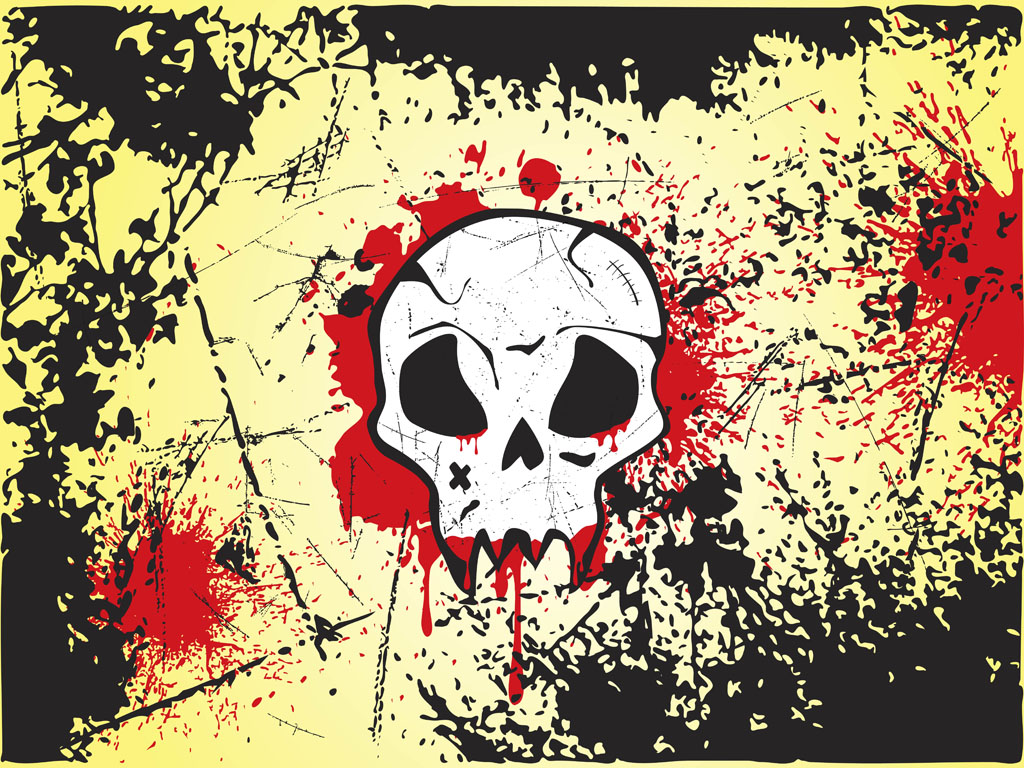 1024x768 Grunge Skull Vector Vector Art Graphics
