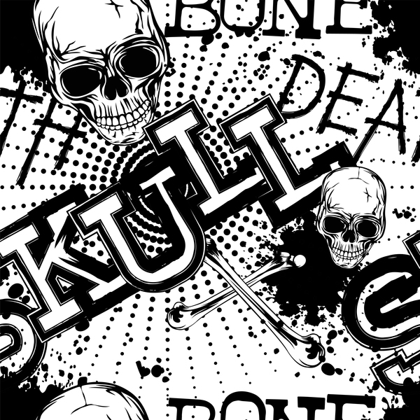600x600 Grunge Skull Seamless Pattern Vector Free Download