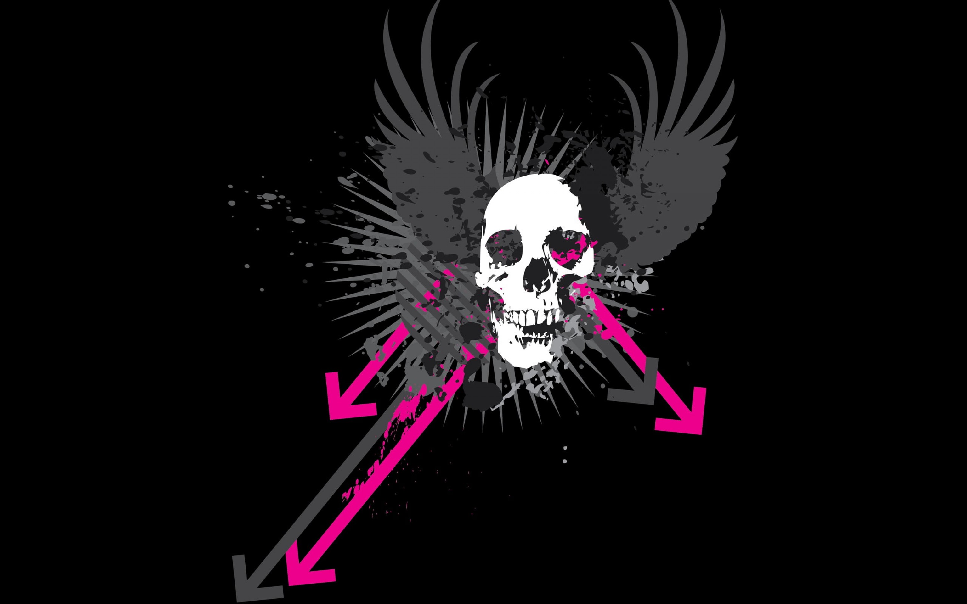 3072x1920 Skull Wing Art Black Background Grunge Skull Vector Art Wallpaper