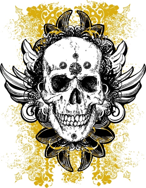 466x600 Free Grunge Skull Vector Illustration Free Vector In Encapsulated