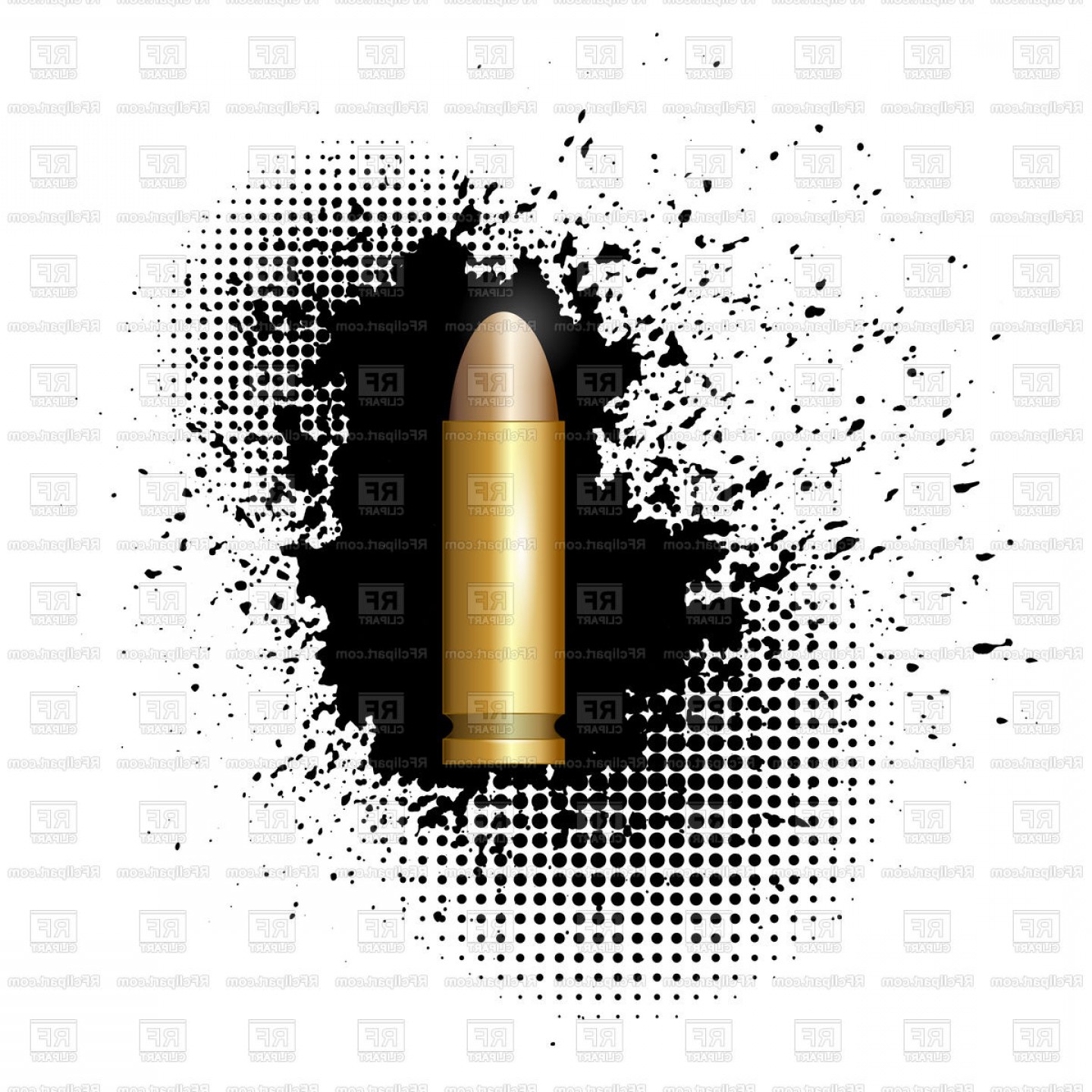 1440x1440 Metal Bullet On Black Ink Grunge Splatter Background Vector