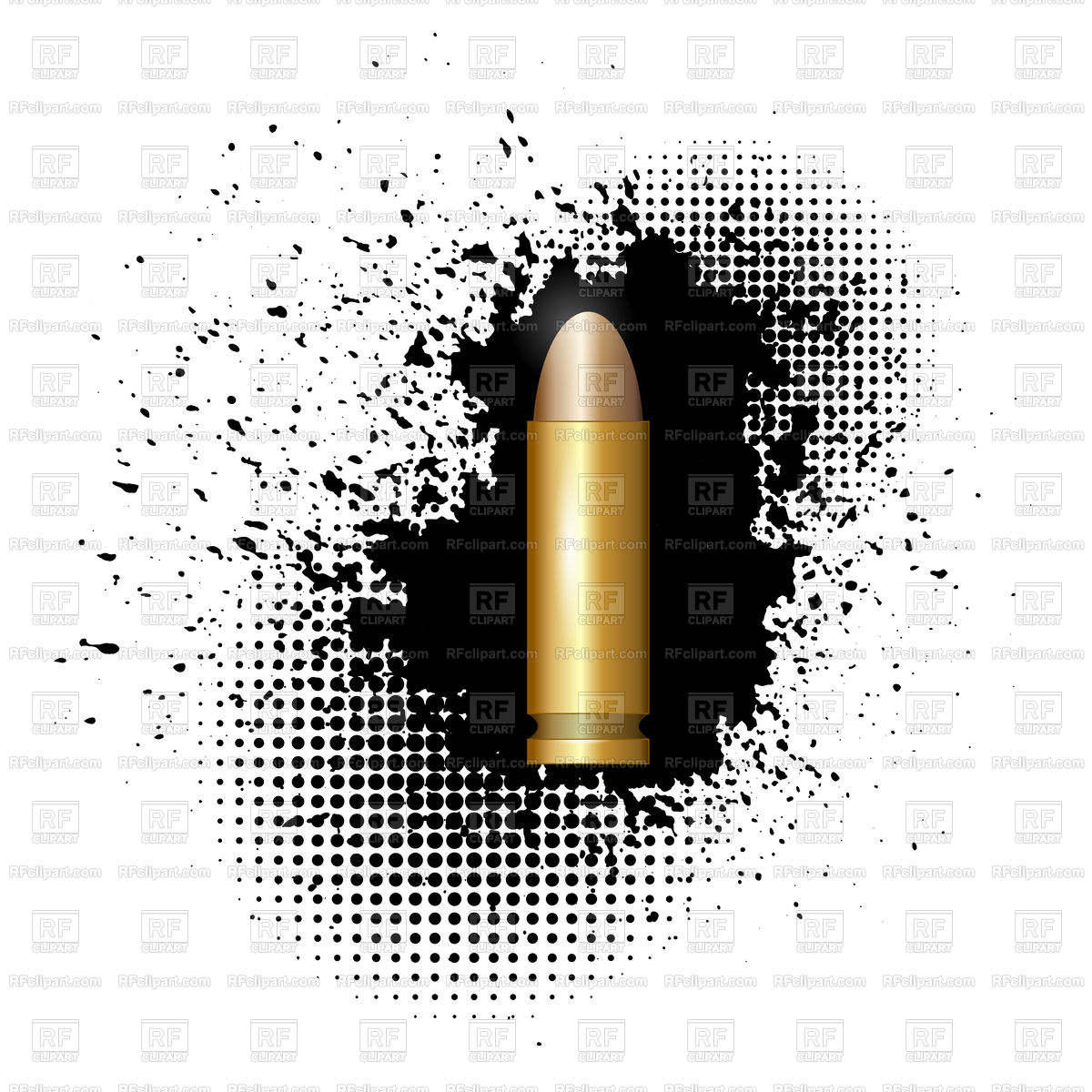 1200x1200 Metal Bullet On Black Ink Grunge Splatter Background Vector Image