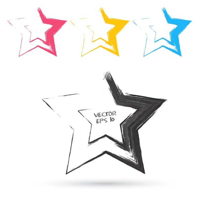 640x640 Set Of Bright Color Stars Vector Grunge Design Elements Banner