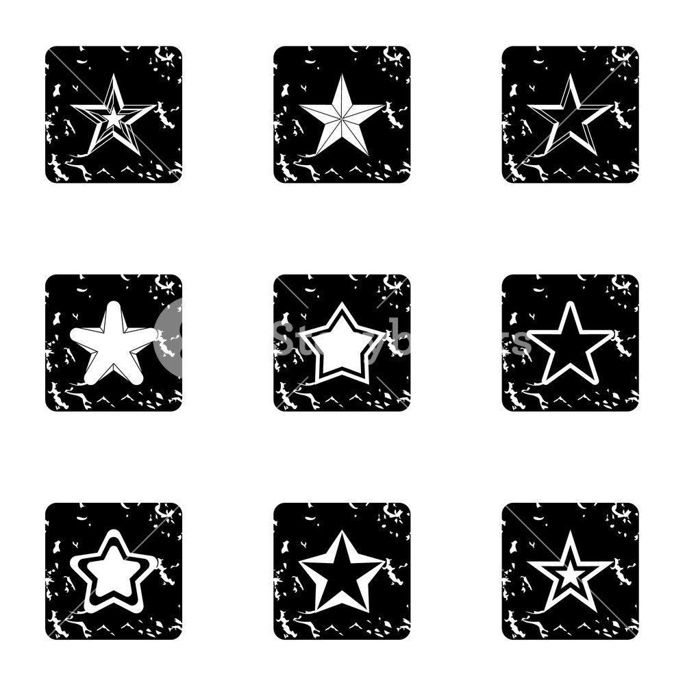 1000x1000 Figure Star Icons Set Grunge Illustration Of Figure Star Vector
