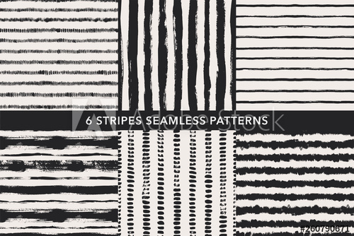 500x334 Grunge Stripes Hand Drawn Seamless Patterns Set Vector Ornaments