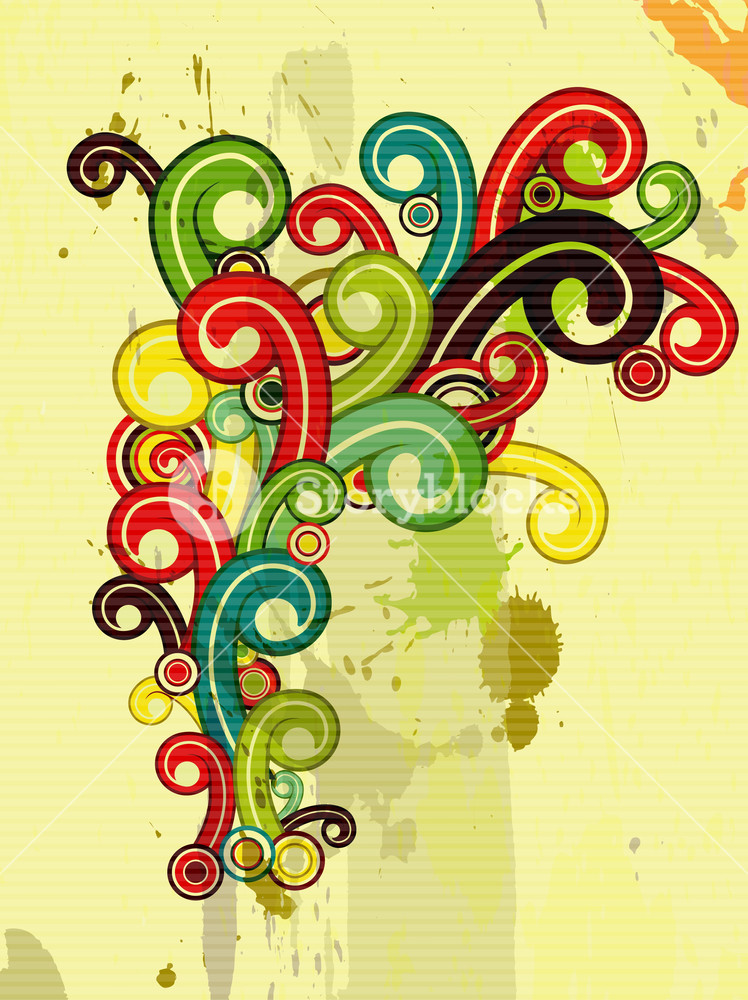 Vector Grunge Retro Background With Swirls Royalty Free Stock 748x1000 Vector Grunge Retro Background With Swirls Royalty Free Stock