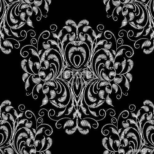 Damask Embroidery Floral Seamless Pattern Black White Grunge 500x500 Damask Embroidery Floral Seamless Pattern Black White Grunge