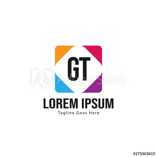 500x500 Initial Gt Logo Template With Modern Frame Minimalist Gt Letter