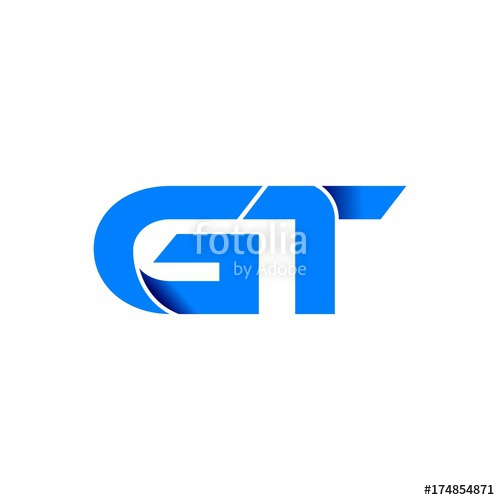 500x500 Gt Logo Initial Logo Vector Modern Blue Fold Style Stock Image