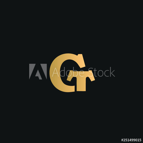 500x500 Gt, Tg Logo Vector Golden Initial Logo On Black Background