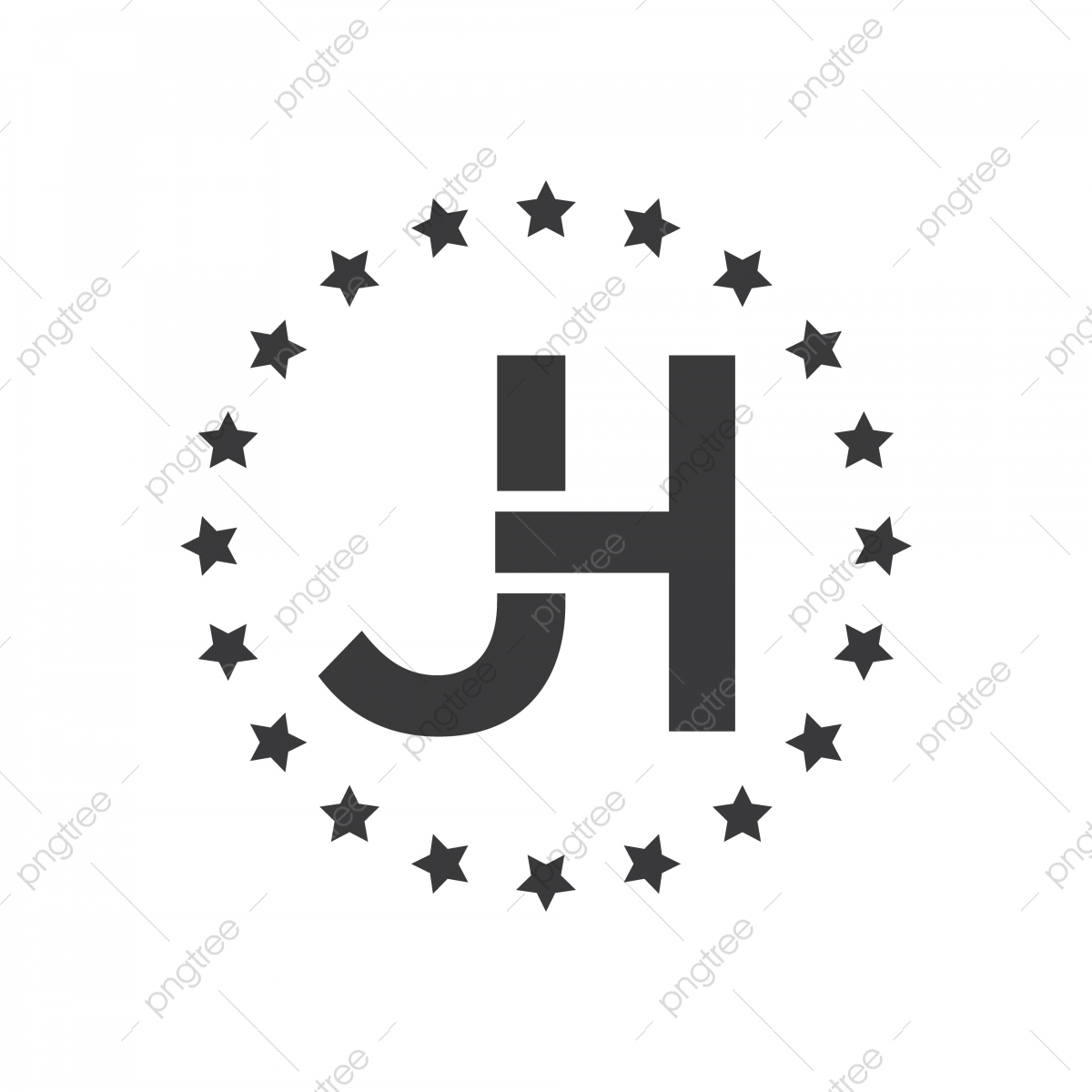 1200x1200 Vector Illustration Letter J And H Logo With Round Star Lettering