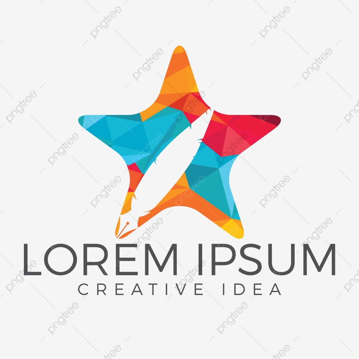 1200x1200 Feather And Star Logo Vector Design Illustration Of An Ink