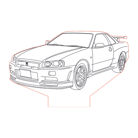 450x450 Nissan Gtr Illusion Lamp Plan Vector For Cnc