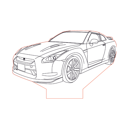 450x450 Nissan Gtr Base Illusion Lamp Plan Vector For Cnc