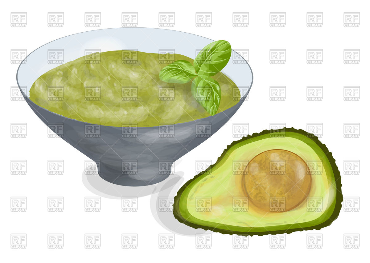 1200x855 Guacamole Bowl With Ingredient On White Background Vector Image