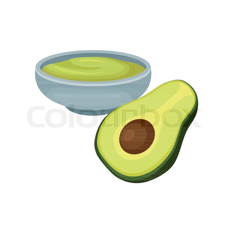 800x800 Guacamole In Ceramic Bowl And Half Of Stock Vector Colourbox