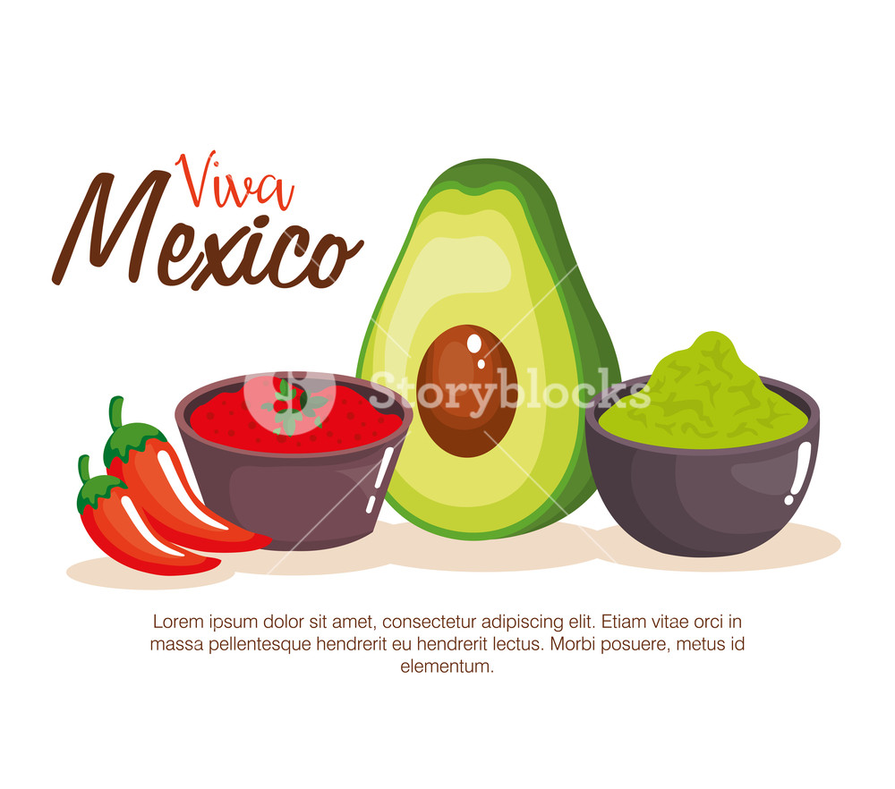 1000x882 Mexican Guacamole And Chili Pepper Sauces Vector Illustration