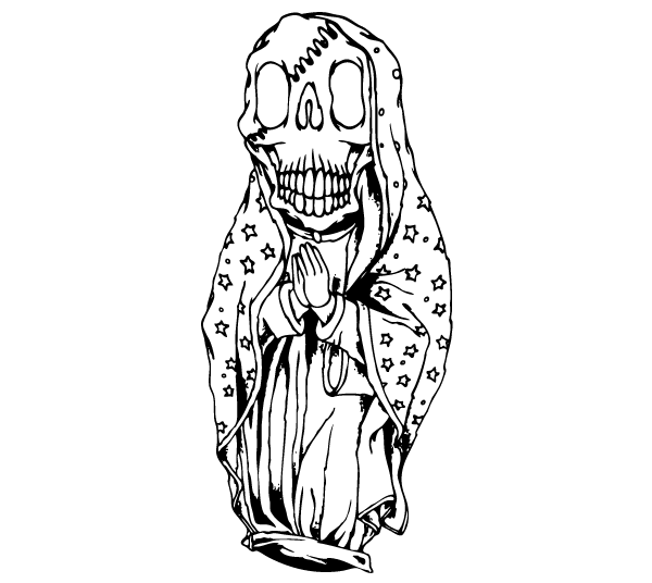 600x536 Skull Guadalupe Vector Art