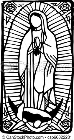 251x470 Virgin Mary Of Guadalupe Vector Illustration Hand Drawn Vector