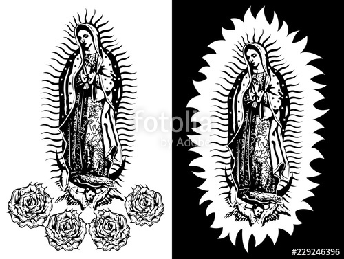 500x377 Virgin Of Guadalupe, Mexican Virgen De Guadalupe Black And White