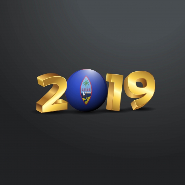 640x640 Golden Typography With Guam Flag Happy New Year Lettering