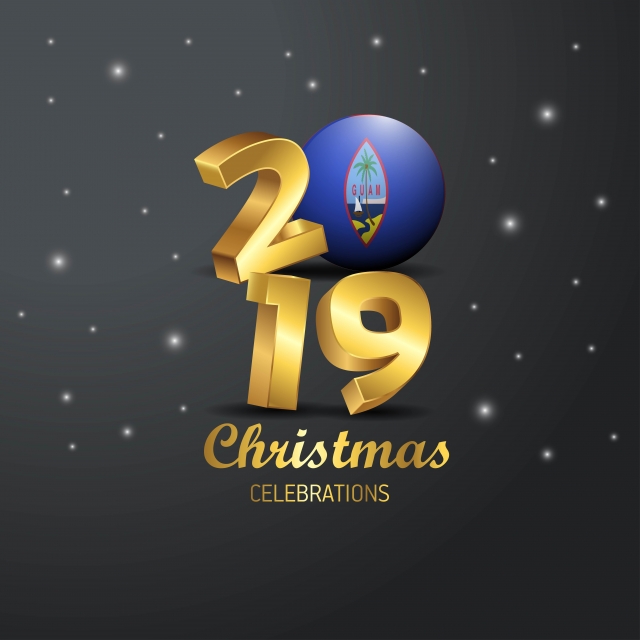 640x640 Guam Flag Merry Christmas Typography New Year Abstract Cel