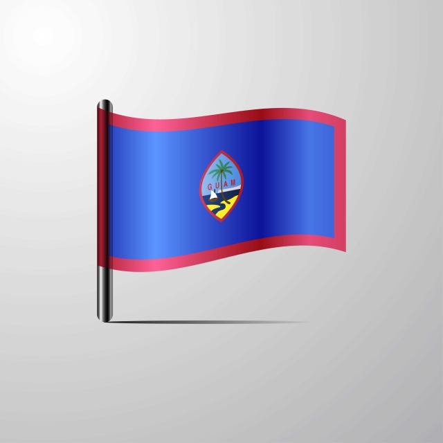 640x640 Guam Waving Shiny Flag Design Vector, Background, Banner, Blank