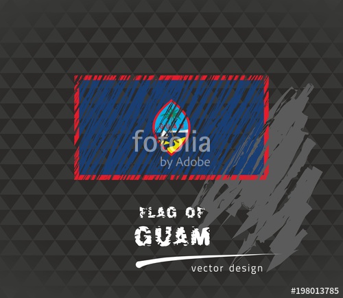 500x434 Guam Flag, Vector Sketch Hand Drawn Illustration On Dark Grunge